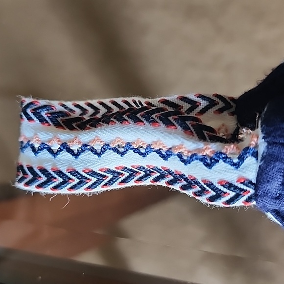 MAX STUDIO Navy & White Stripe Swing Tank with Embroidery Detail Size Small - Picture 3 of 10